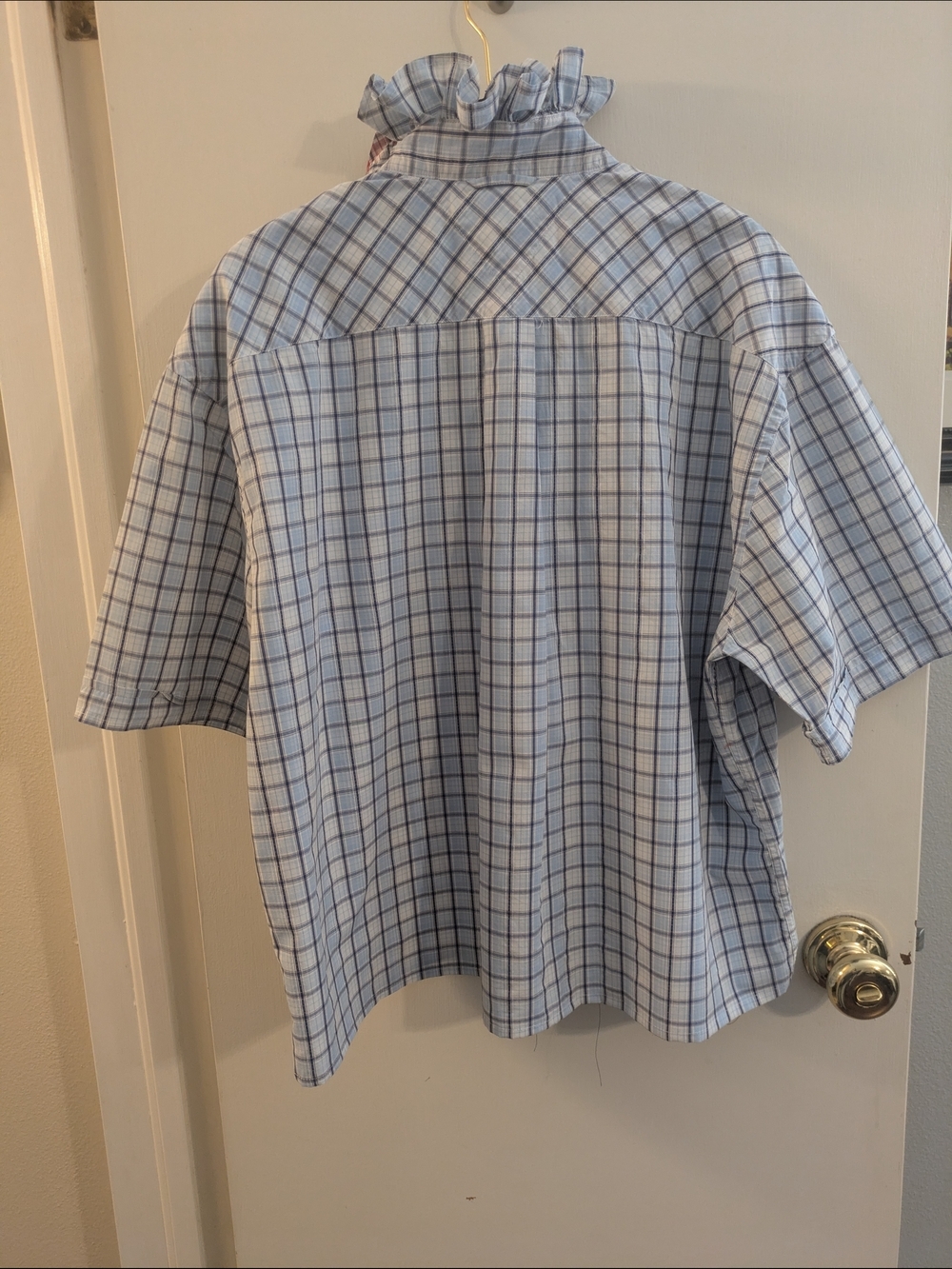 Upcycled Tommy Hilfiger Blue Plaid Short-Sleeve Shirt - Picture 3 of 4
